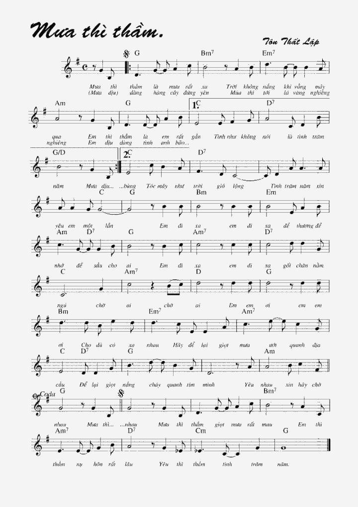 Sheet nhạc Mưa Thì Thầm